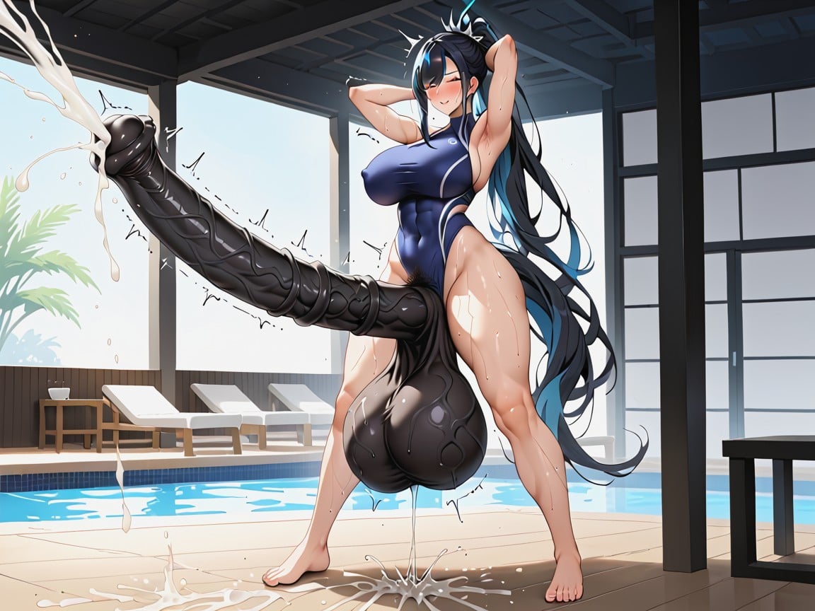 Massive Longer Horsecock, Abs, Poolside アジアのAIポルノ