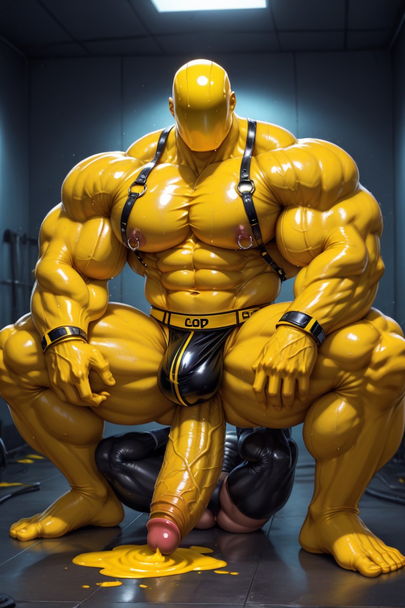 Ear Piercing, Smooth Groin, Latex Suit AI Gay Porn
