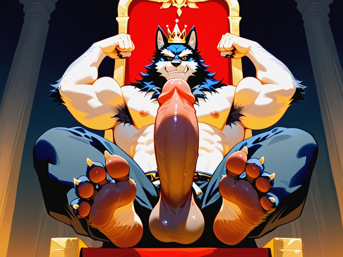 Bottom Up, Rugged, A Gold Crown On His Head AI Gay Porn