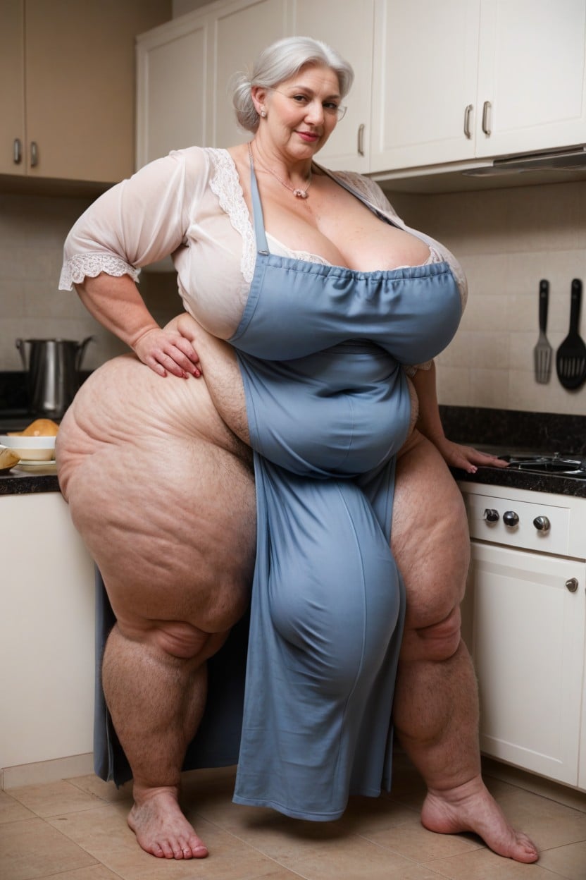 Straight, Plump Lips, Amish Housewifes Dress And Apron AI Porn