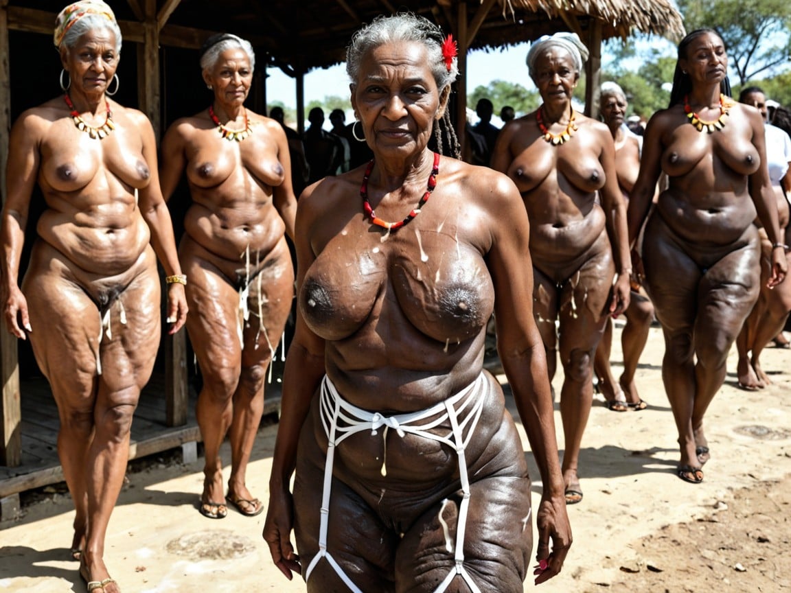 African Granny Big Blackmama, On The Ground, Gigantic Hips AI Porn