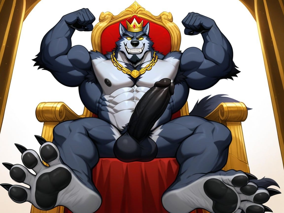 Bottom Up, An Anthro Character, His Beautiful Massive Penis Stands Erect And Glorious AI Gay Porn