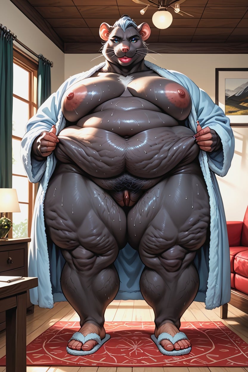 Living Room, Huge Body, Thick Lips Furry AI Porn