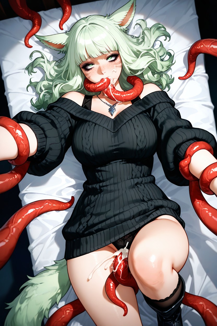 One Tentacle In Mouth, Tentacle Sex, Detailed Face Hentai AI Porn
