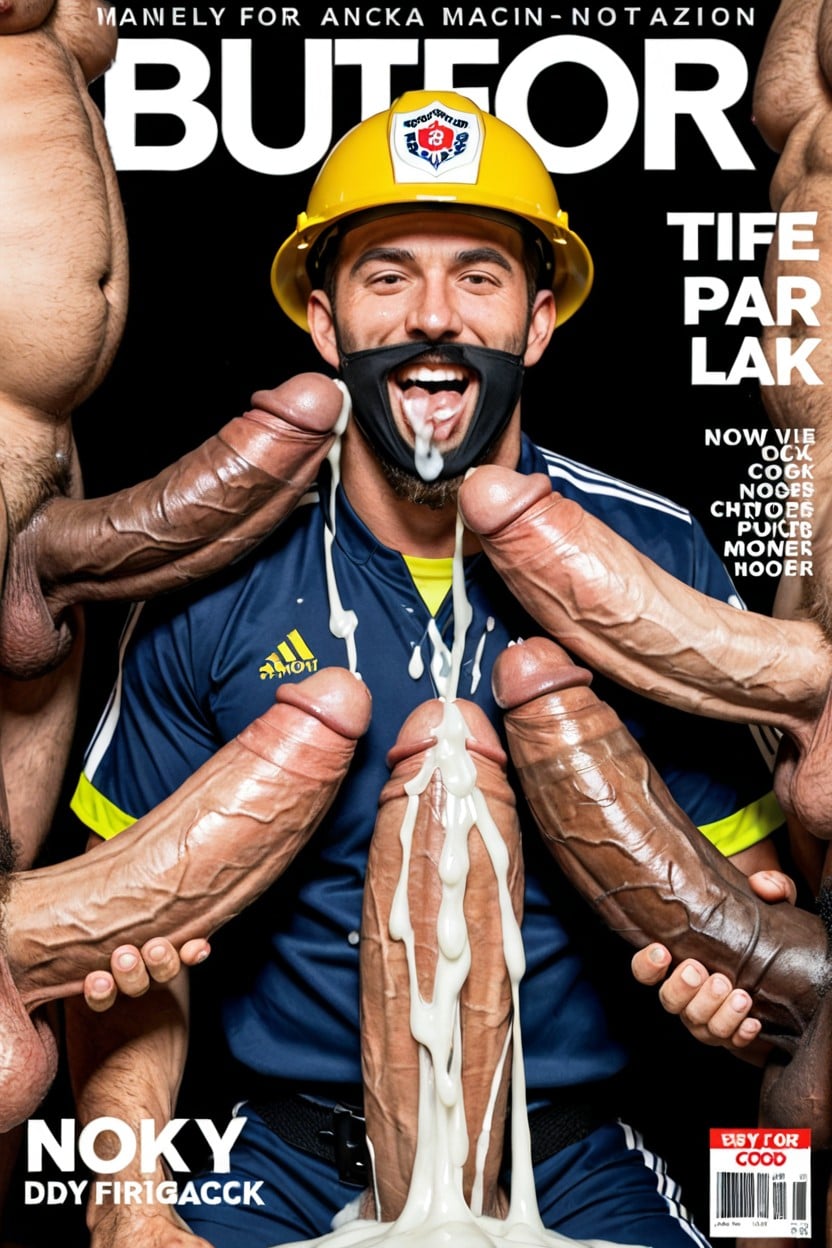 Erect Cock, Group Of Men With Gigantic Hyper Cocks, Wink AI Gay Porn