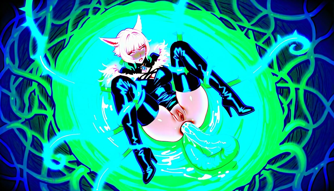 Lowered Ears, Tentacles, Anus Gripping To Cock Hentai AI Porn