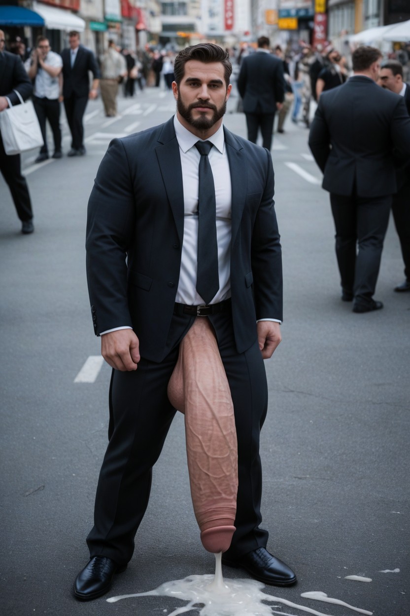 Cum On Men In The Street, Brown Eyes, Full Body AI Gay Porn