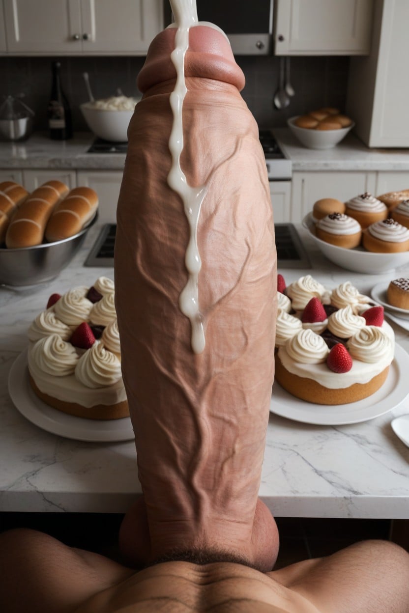 Cum Splattering Everywhere, Baker, Bakery Countertop AI Gay Porn