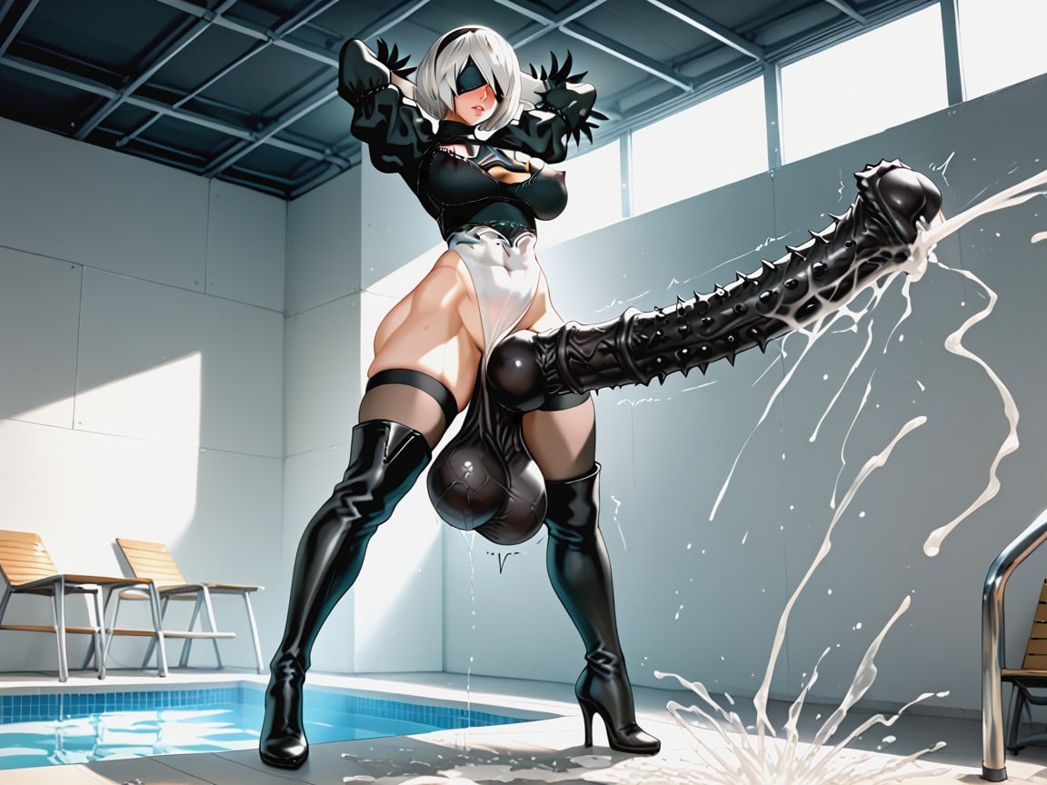 Veiny Testicles, Oversized Hyper Gigantic Testicles Hang The Floor, Horsecock Porno IA transsexuelle