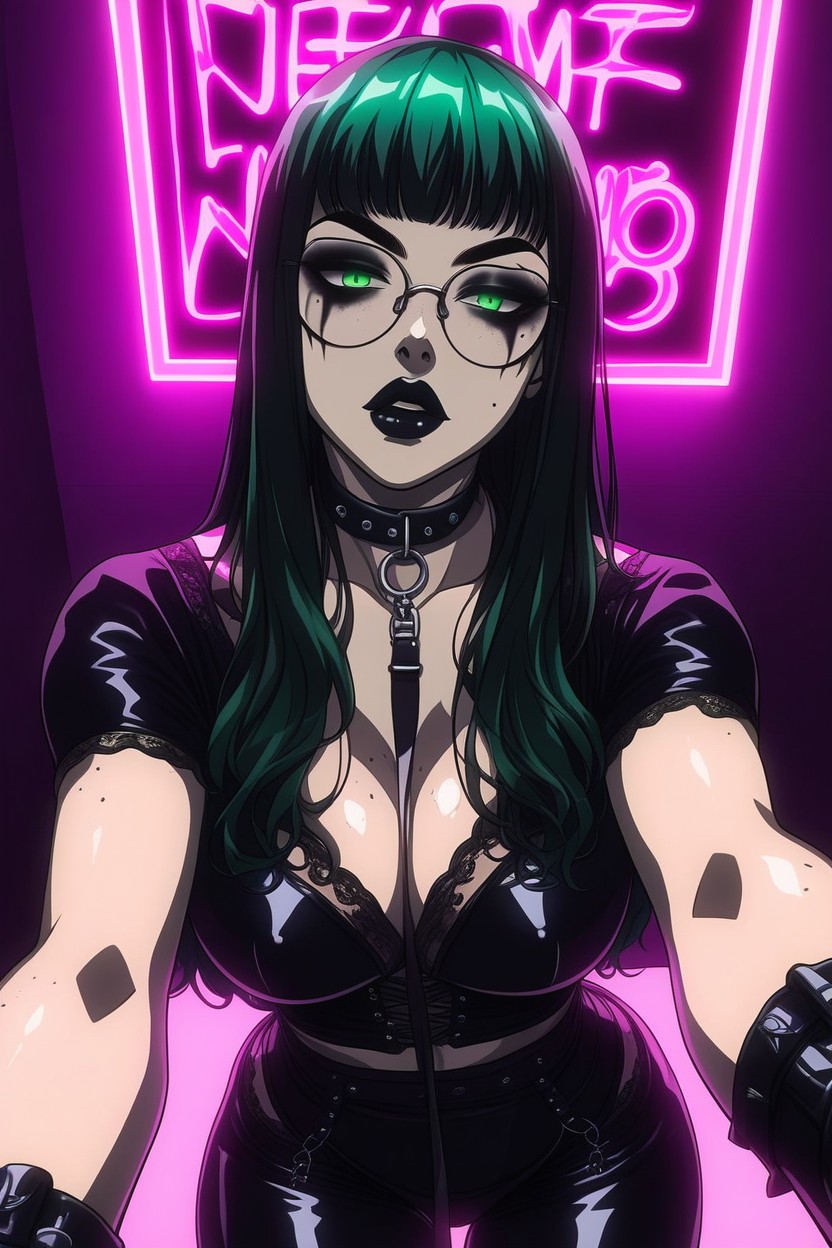 Goth, Taking A Titty Picture, Black Lipstick Hentai AI Porn