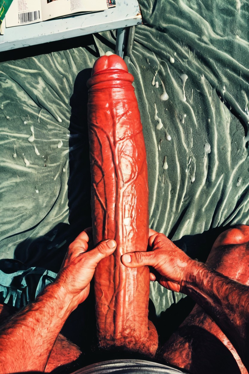 Green Eyes, Hyper Penis Next To Face, Detailed AI Gay Porn