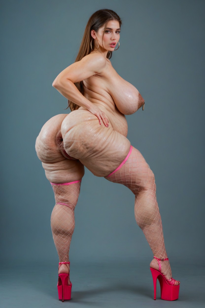 Low Breasts, Cellulite, Swollen Open Asshole AI Porn