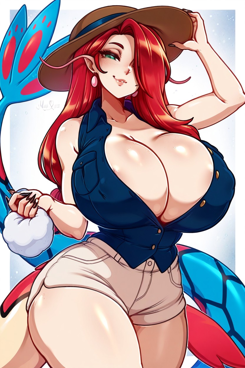 Brown Hat, Erect Nipples, Skindentation Hentai AI Porn