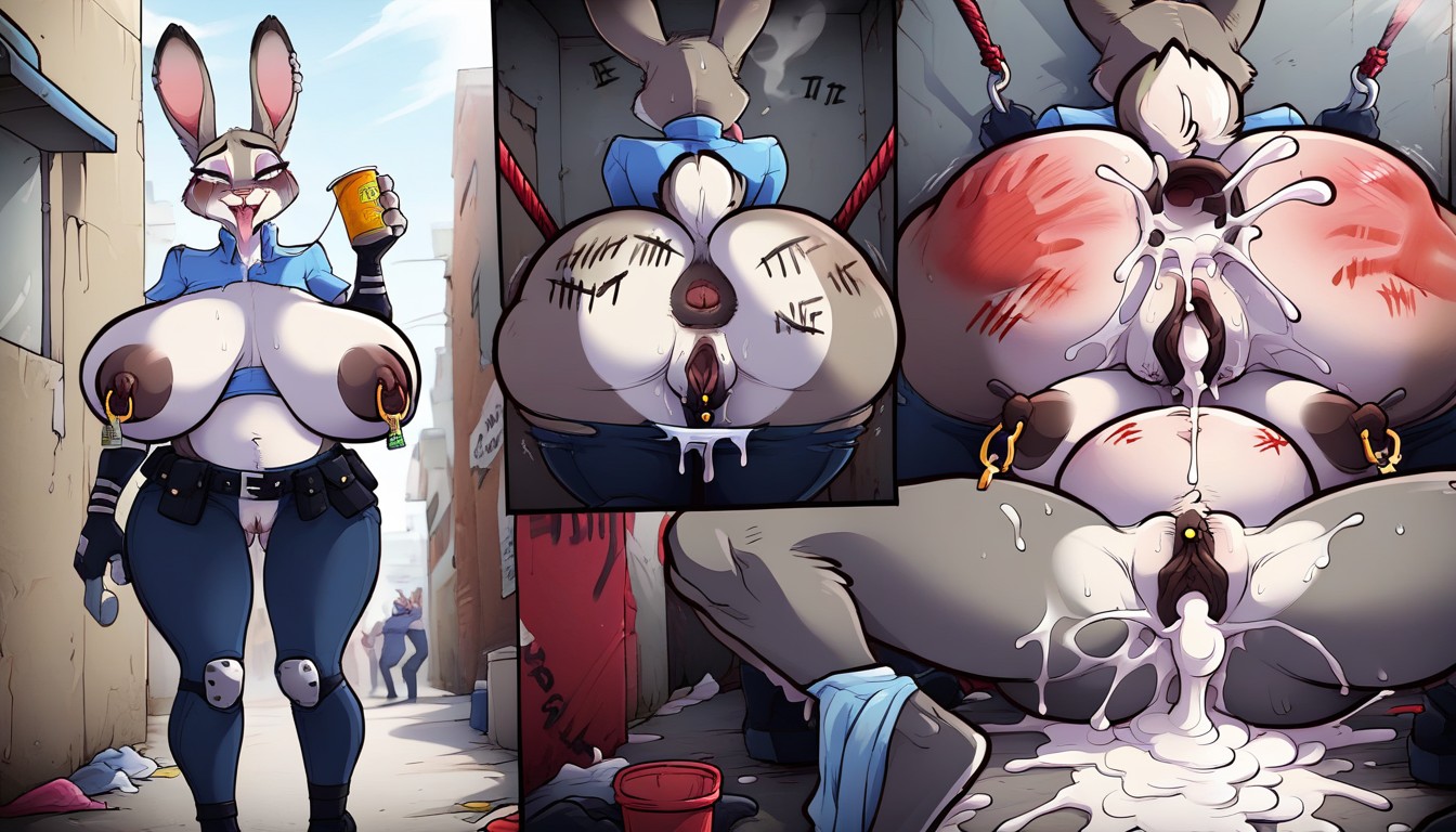 Ahegao Face, Smoking Through Nose, Nipples Are Pulled Up Furry AI Porn