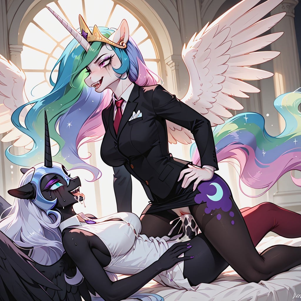 Princess Celestia Grabbed From Front, Rounded Ass, Cum On Princess Celestia Face Furry AI Porn