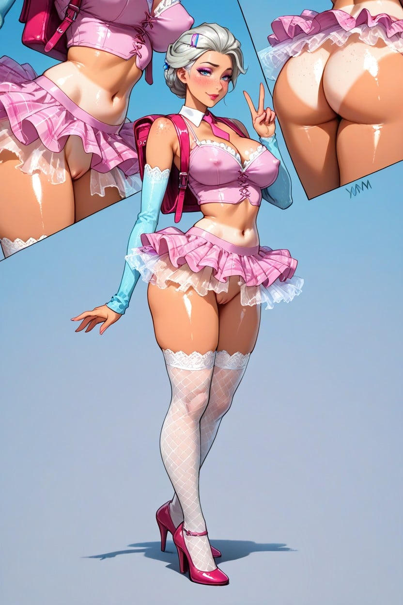 Pink Tie, No Panties, Freckles Hentai AI Porn