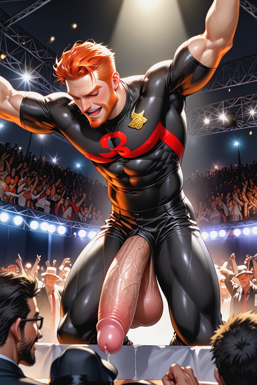 30+, Penis Sticking Out Forward And Hanging Over The Crowd, Gigantic Cock AI Gay Porn
