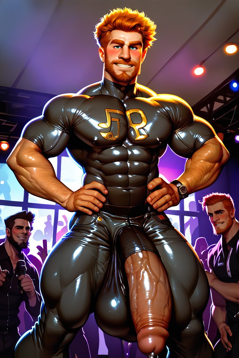 Heat Fog Surrounds Them, Audience Are All Half Naked, Massive Gigantic Long Uncut Hyper Penis AI Gay Porn