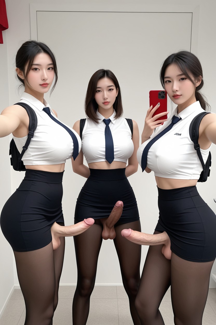 Brunette, Knee Bend, Crop Top Porno IA Asiatique