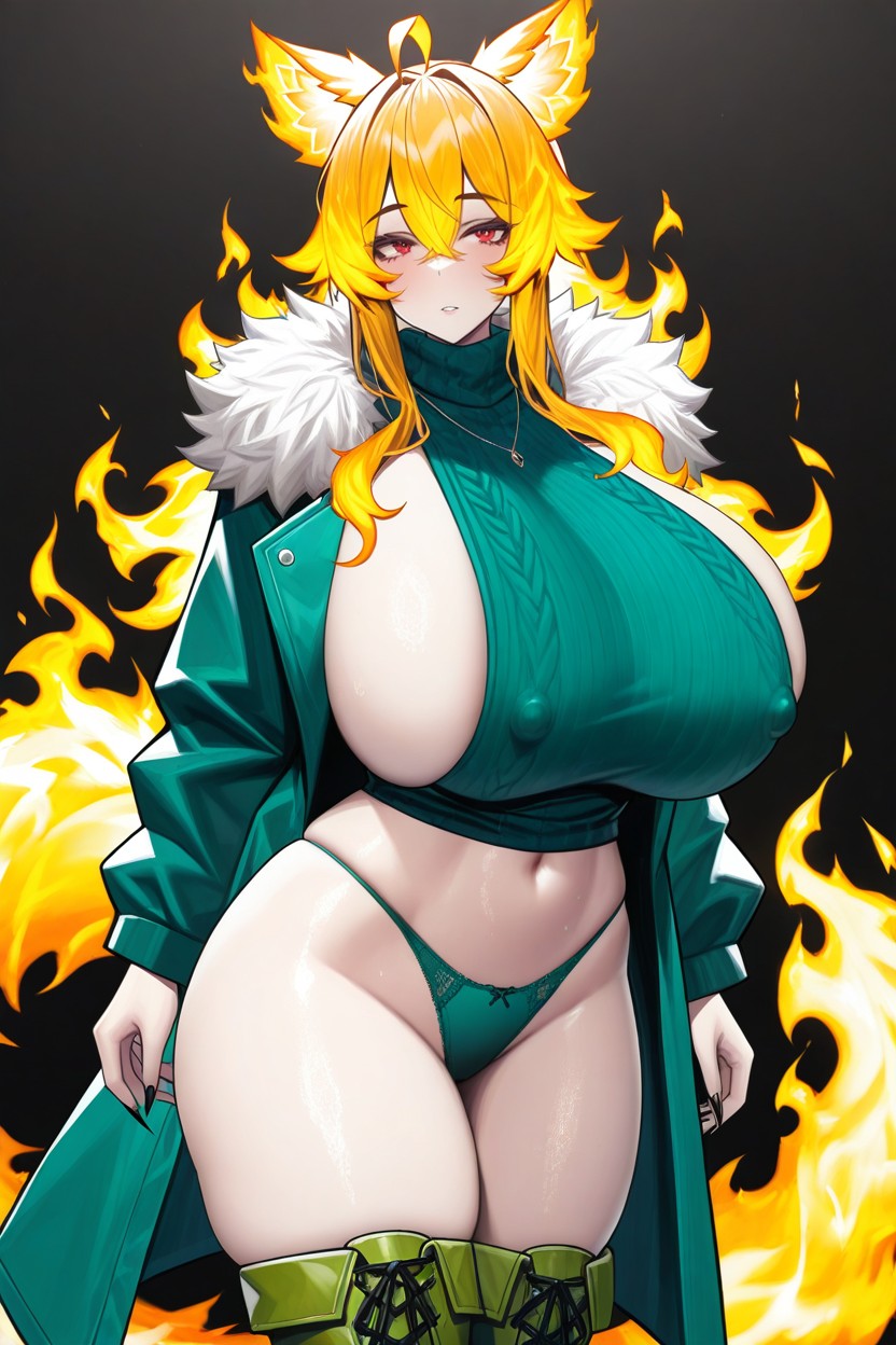 Drooping Breasts, Pale Skin, Panties Hentai AI Porn