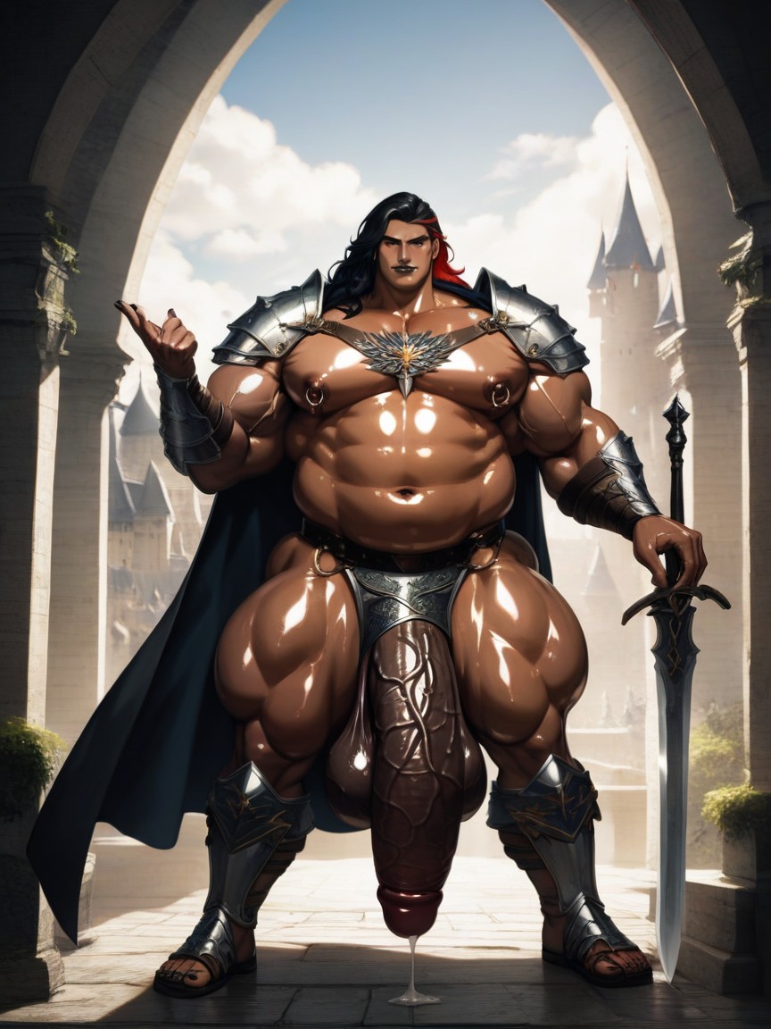 Armor, Hyper Length Penis, Dark Eyeliner AI Gay Porn