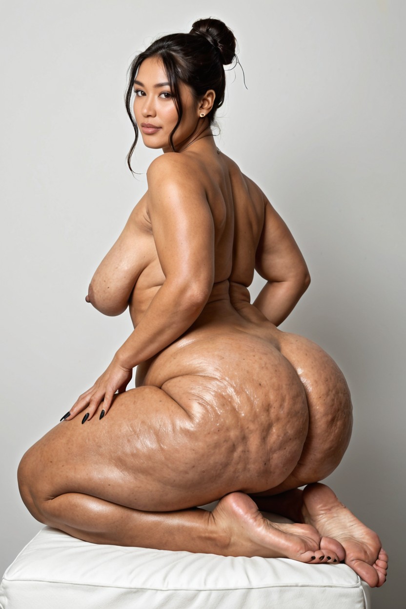 Body Facing Right, Fat Bulging Hips, Looking At Viewer AI Porn