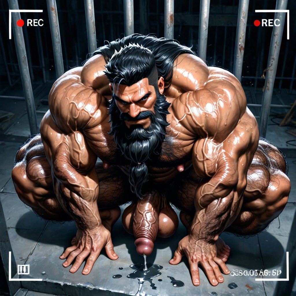 Incredibly Hairy Fur Trail And Abs, Very Sweaty And Oiled, Gloomy Atmosphere AI Gay Porn