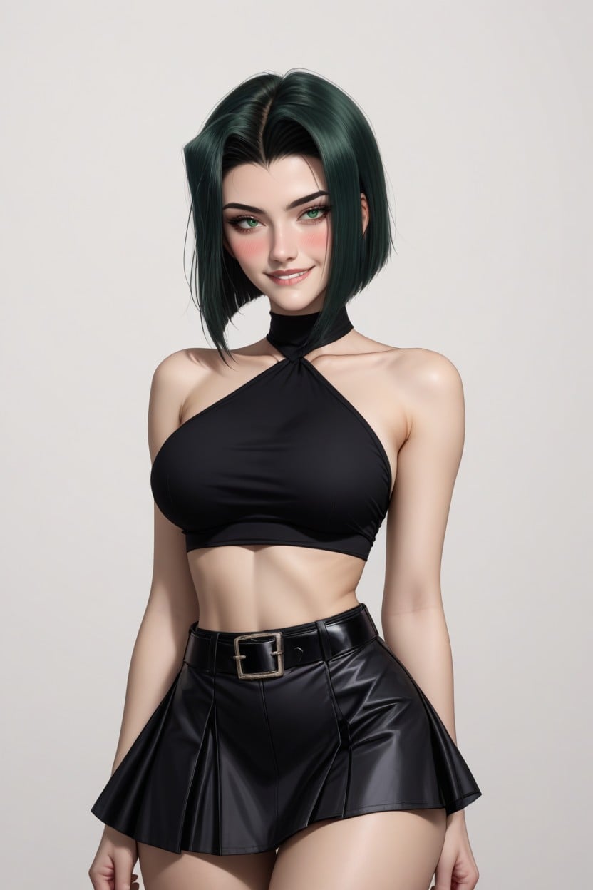 Blushing, Emo Style, Visible Midriff Hentai AI Porn