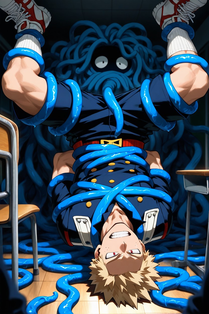 Hands Tied Behind Back, Lifted In Air, 25+ AI Gay Porn
