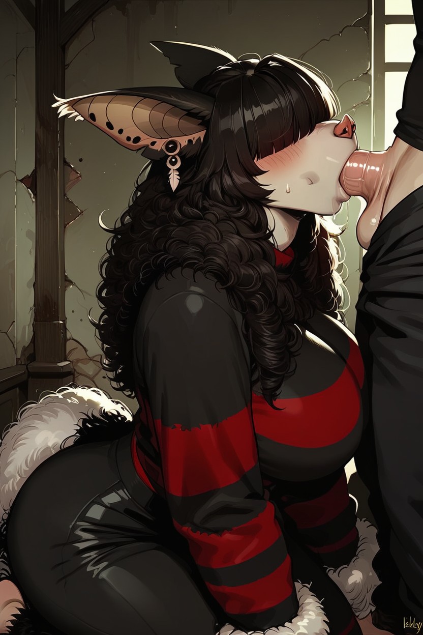 Worried, Black Fur, Blsuhes Furry AI Porn