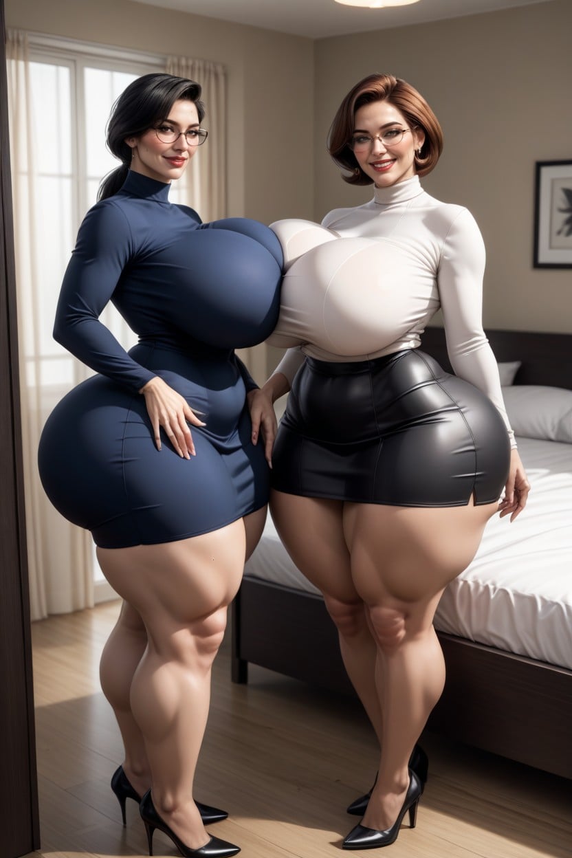Gafas, Habitación, Falda Porno IA