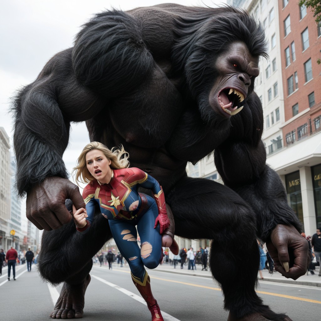 Giant Beast Roaring, Ropa Rasgada, Running Fast Porno IA