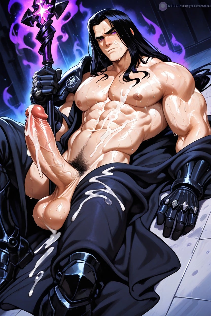 Black Mage, Cumshot, Black Filmy Clothes AI Gay Porn