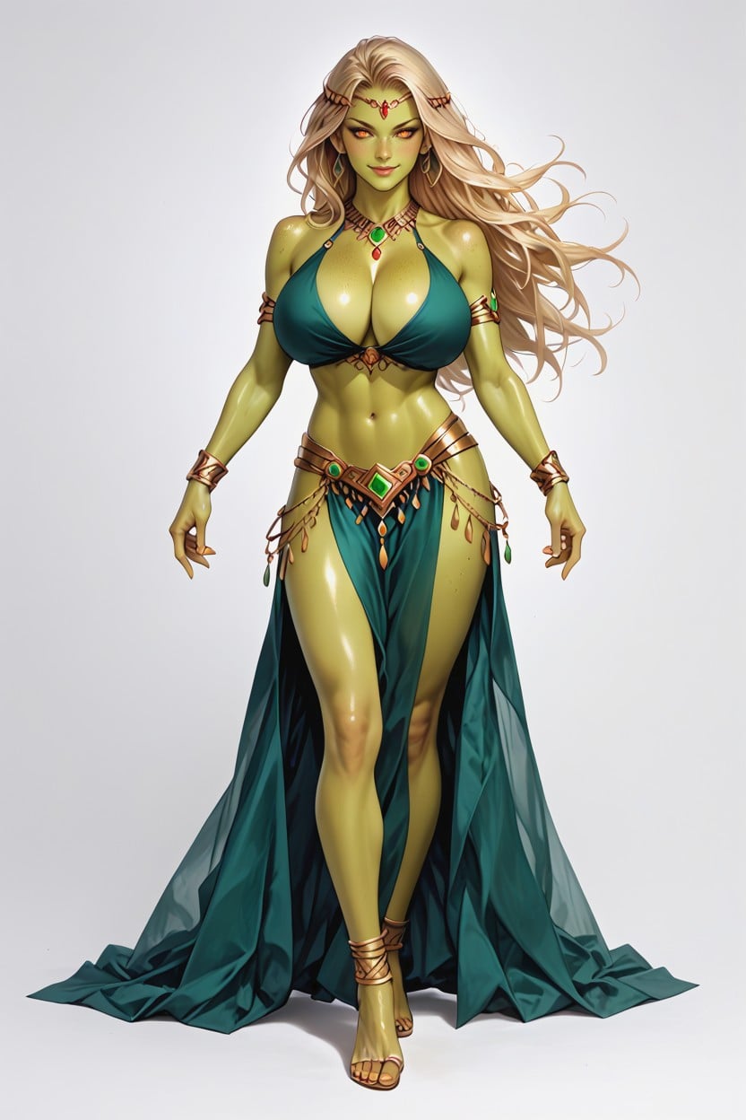 Glowing Accessories, Piel Verde, Naked Legs Hentai IA