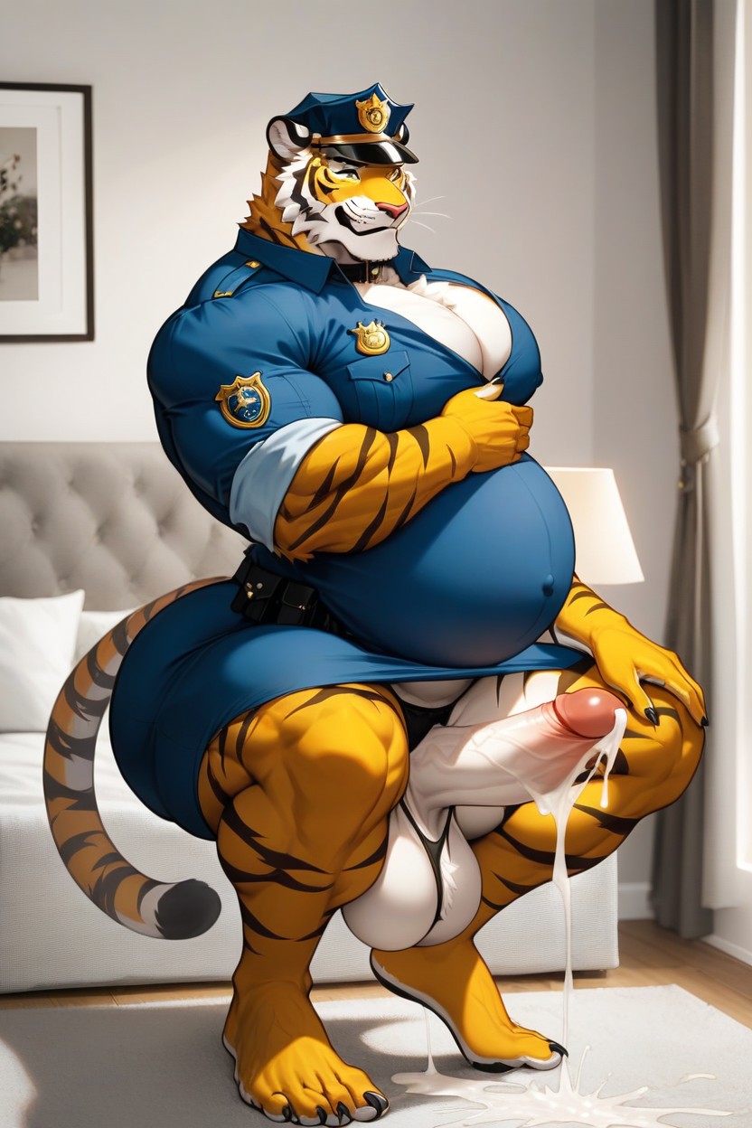 Huge Testicles, Thick, Gay Furry AI Porn