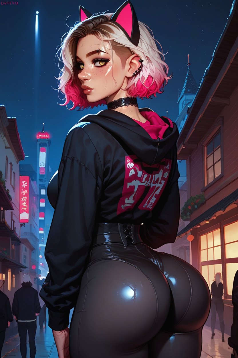 25+, Goth Catgirl, Clean Hairline Hentai AI Porn