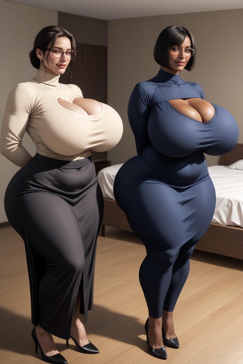 Wide Booty, Two Women, Massive Ass AI Porn