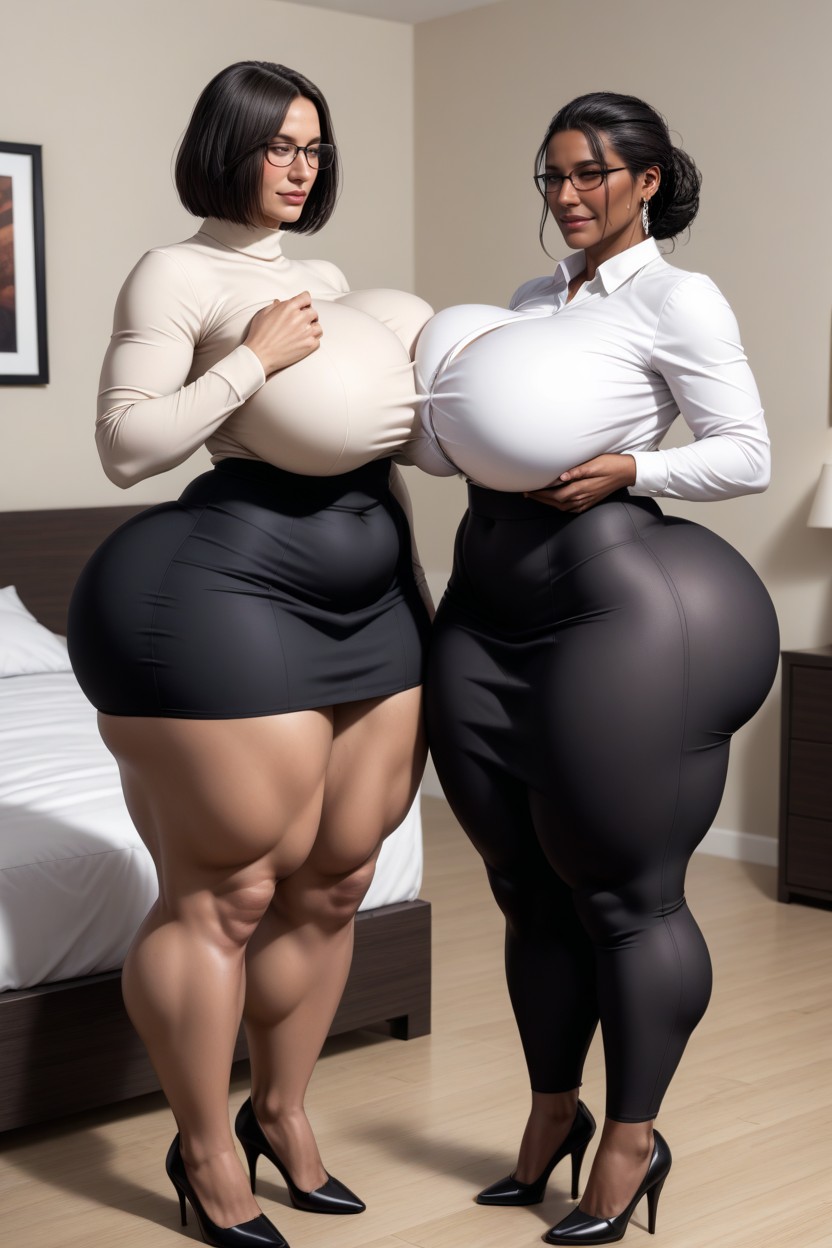 Bangs, Black Hair, Full Body AI Porn