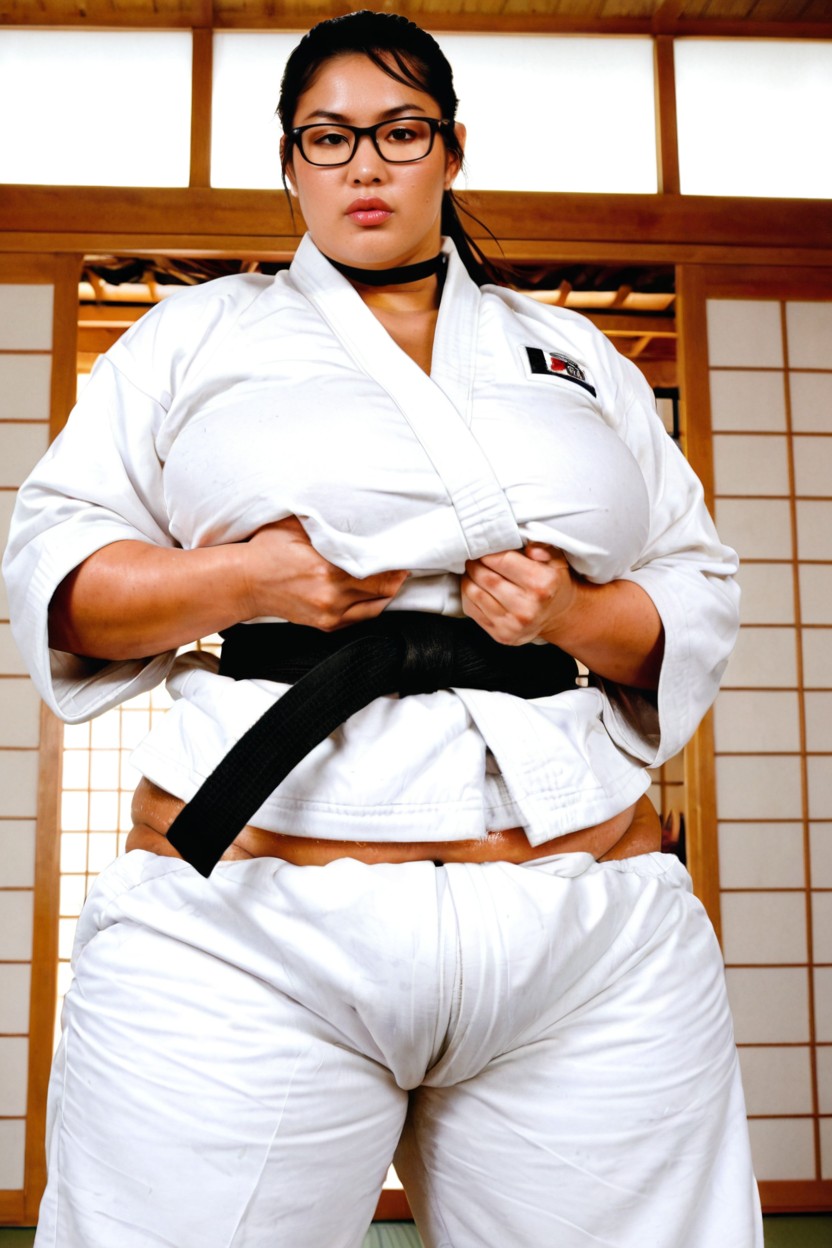 Dressed In A White Judo Uniform, Angry, Judo Uniform BBW AI Porn