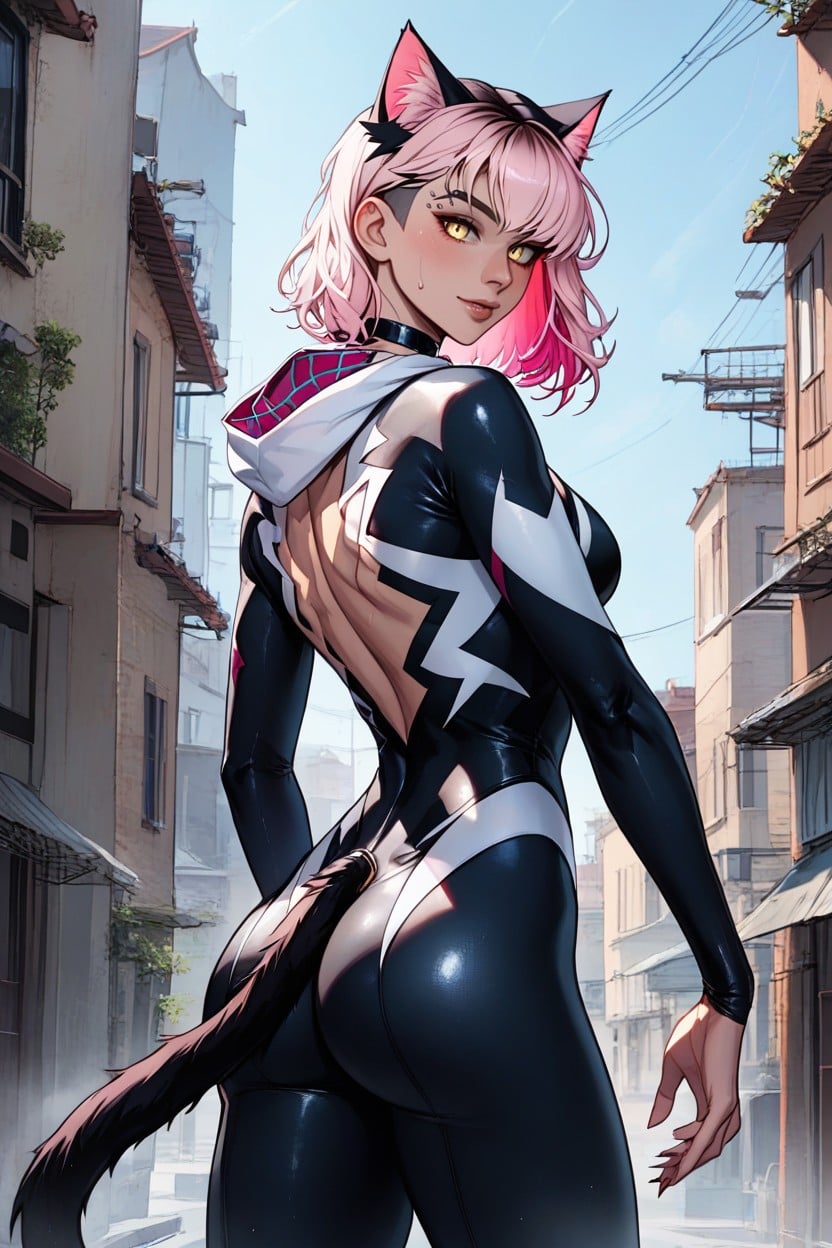 Gold Eyes, Oiled Skin, Black Tail Hentai AI Porn