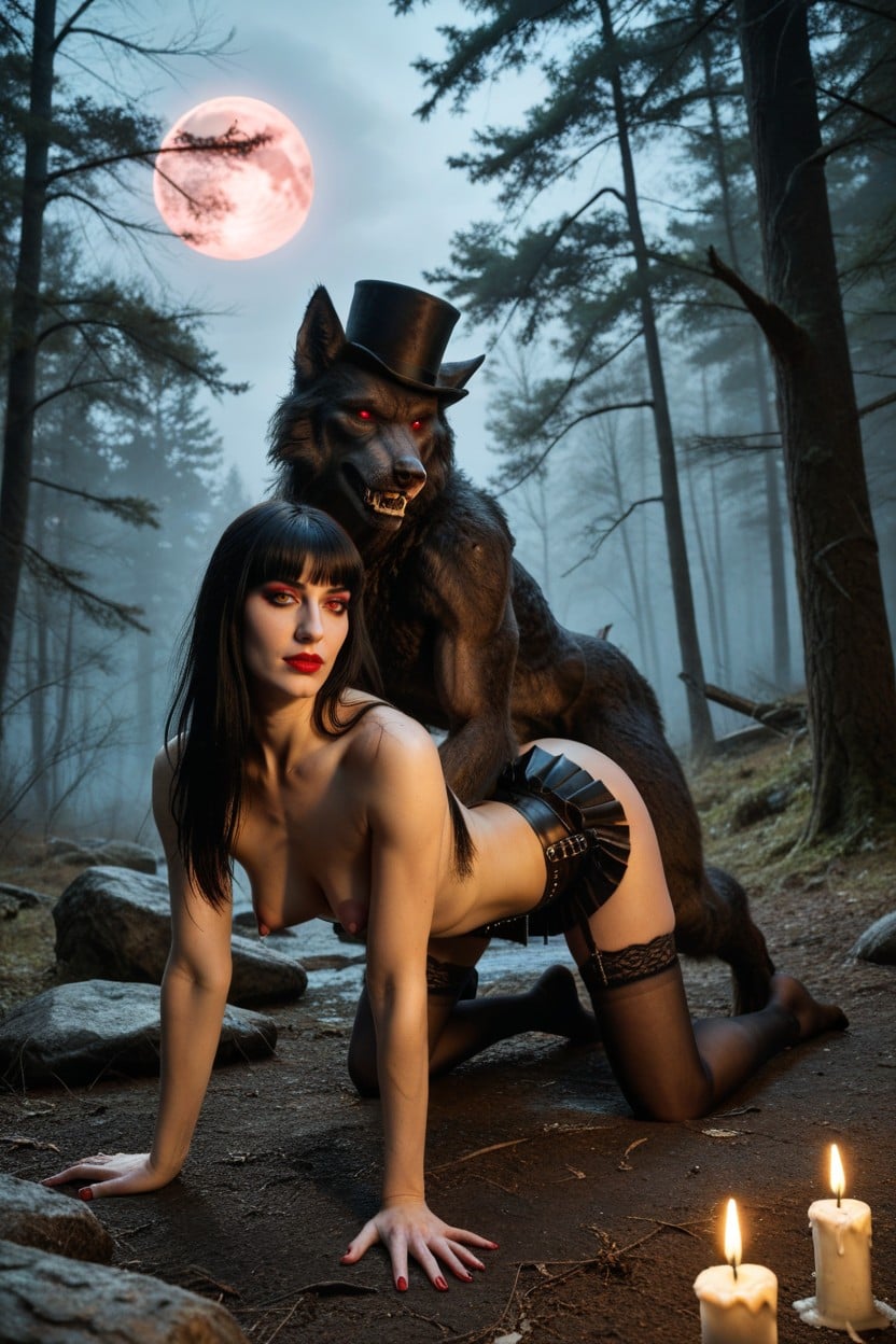 Nighttime, Naked With Top Hat, Full Body AI Porn
