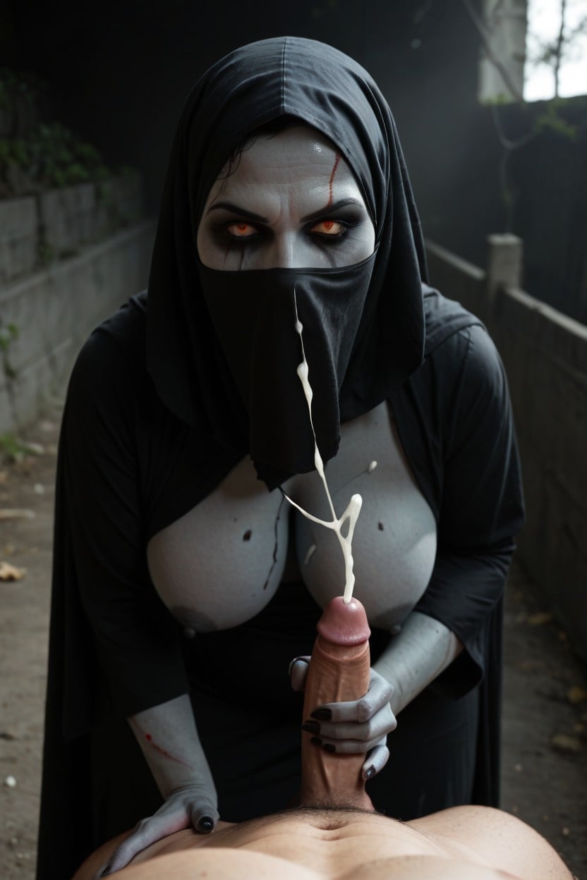 Hijab And Face Veil, Bending Over, Messy Hair AI Porn