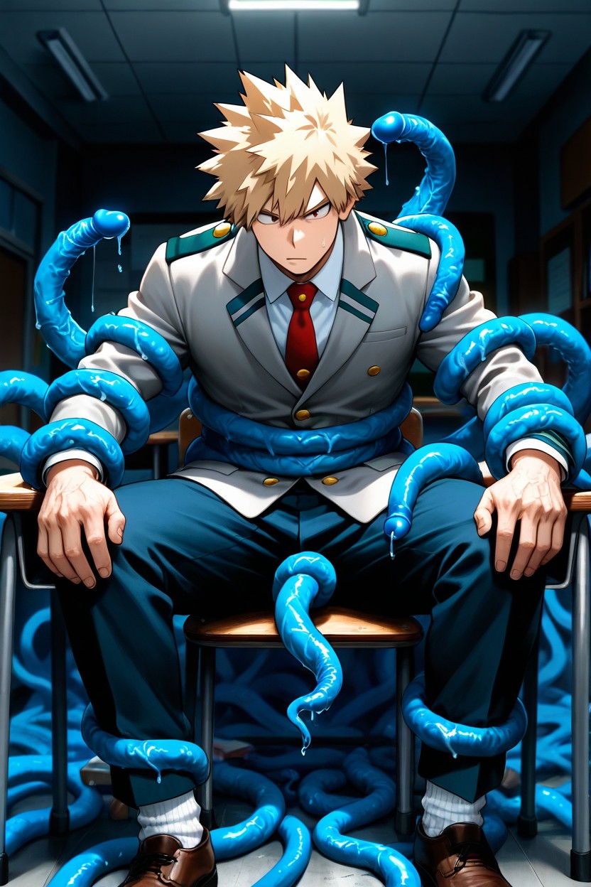 Ultra Detailed, Blonde Hair, Resting His Head On Desk AI Gay Porn