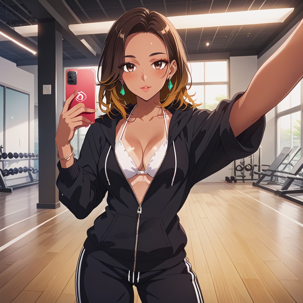 Viewing Distance Showing Full Body, Shiny Skin, Long Hourglass Figure AI Porn