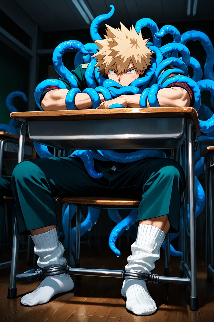 My Hero Academia Highs Uniform, On College Desks, Messy 게이 AI 포르노