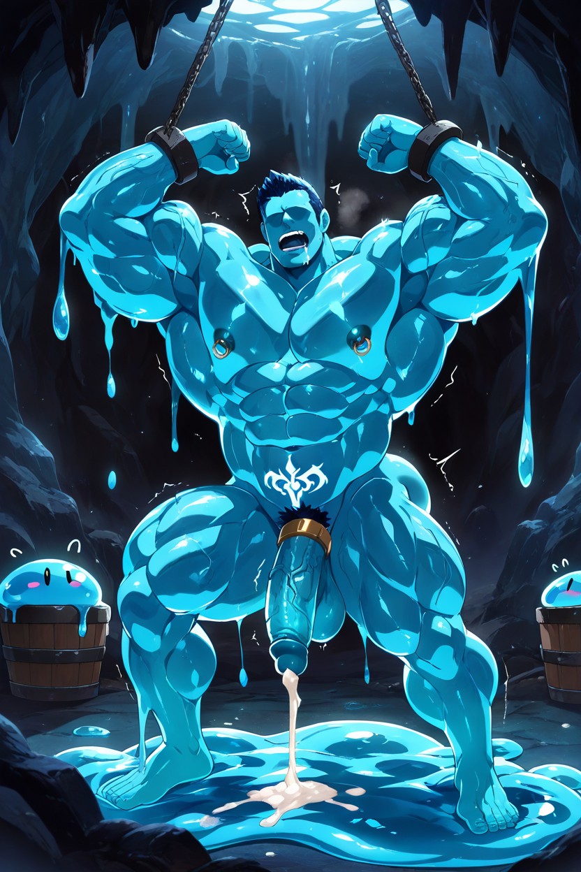 Dripping Slime Hair, No Eyes, Glass-like Body Pornografia gay com IA