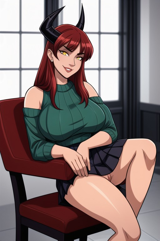 Anime Realism Style, Elegant But Fierce Facial Features, Flawless Red Skin Hentai IA