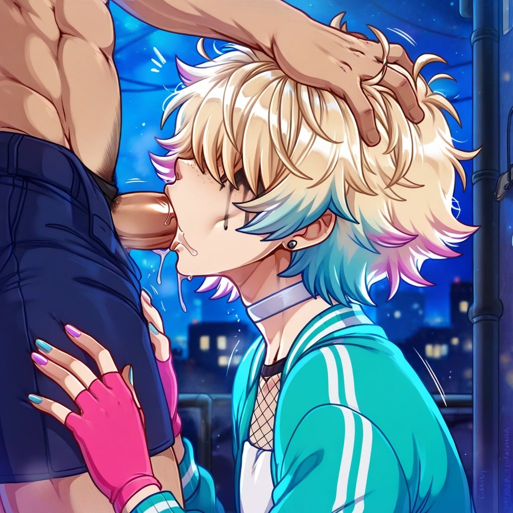 Androgynus Guy, Kneeling, Runny Makeup ゲイAIポルノ