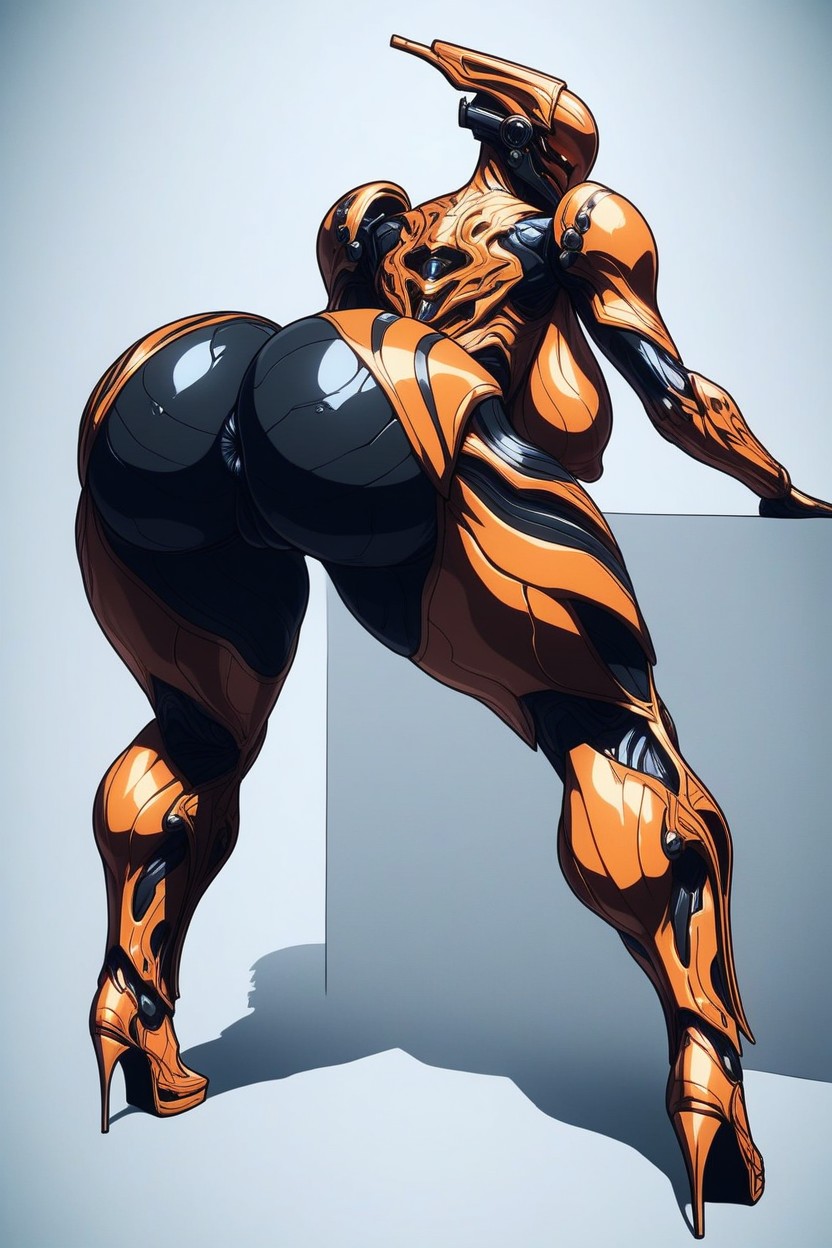 Large Tits, Black And Orange Armor, Bimbo Hentai KI Porno