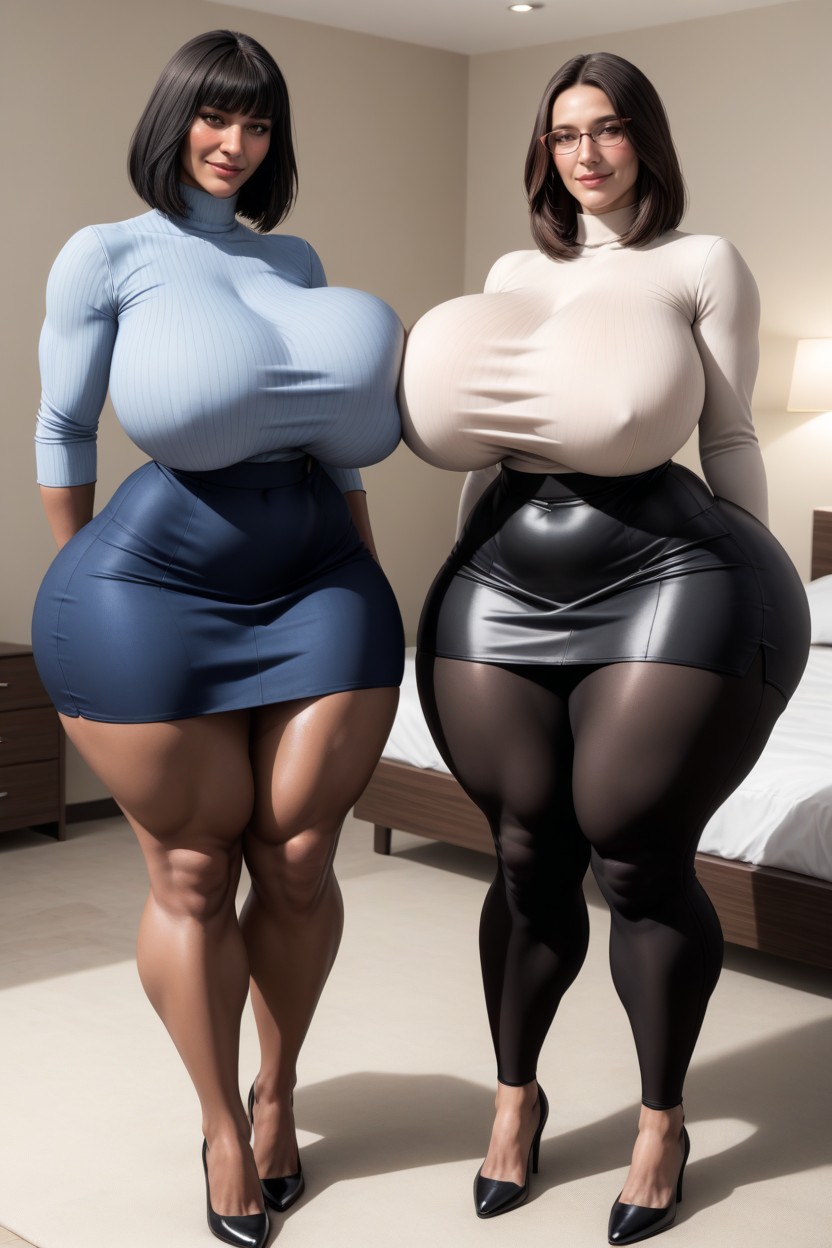 Hot Plump Pawg, Bangs, Wide Booty AI Porn